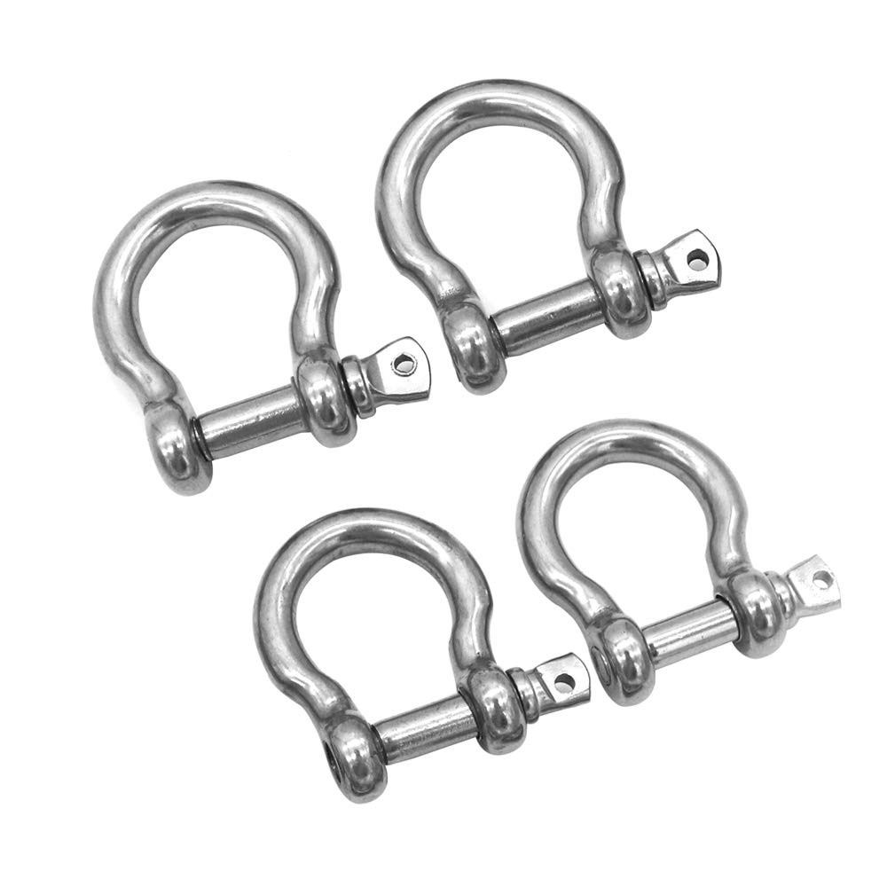 POFET Pack-of-4 M12 D Bow Ring Shackle Locks 304 Stainless Steel for Heavy Duty Rigging Hauling, Steel Chain Link - Image 4