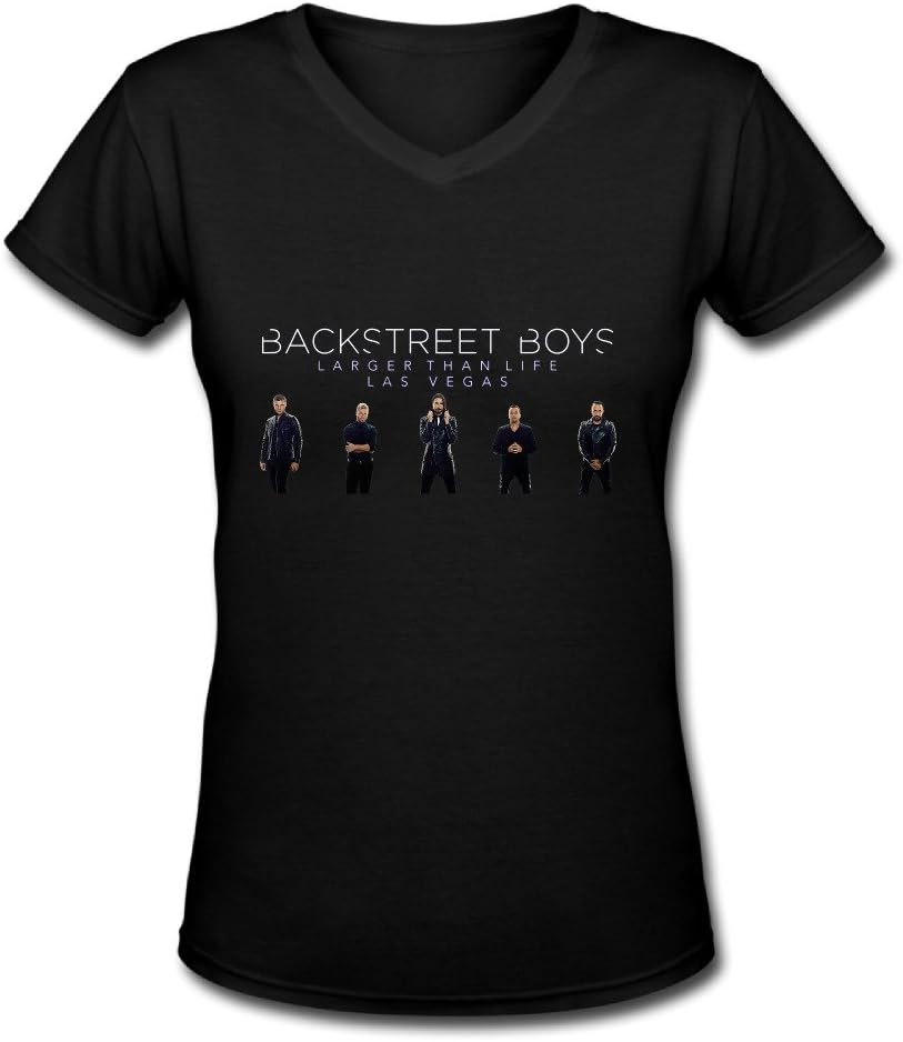 OEMWAG Backstreet Boys Larger Than Life Tour 2017 Poster Black V Neck T Shirt For Women