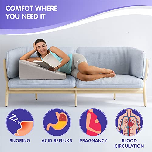 Bed Wedge Pillow Cooling Memory Foam Top 10" 24" 24" Elevated Support