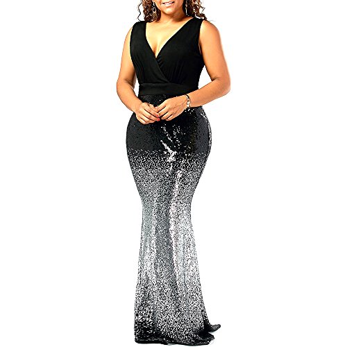 Langstar Women Casual Plus Size Sleeveless Sequins Party Fishtail Maxi |  Desertcart Brunei