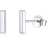ChicSilver 925 Sterling Silver Earrings Dainty Bar/Circle/Triangle/Star/Ball Stud Earrings for Women with Gift Box, Hypoallergenic Earrings for Sensitive Ears