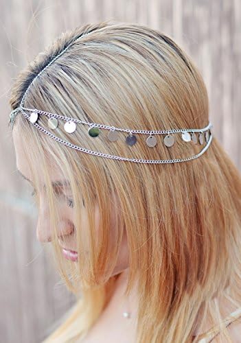 Nayna Jewelry - Silver Coin Egyptian Hair Jewelry Hair Chain Cleopatra Halloween Costume