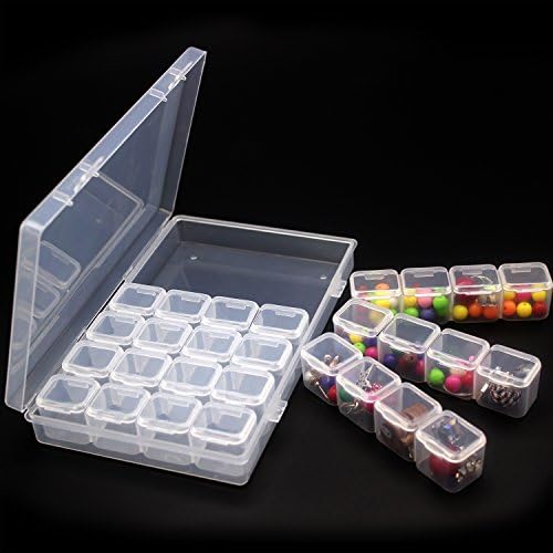 Jiulory 1 Pack 28 Grids Adjustable Storage Box for Diamond Painting/Diamond Embroidery/Cross Stitch Tool/Jewelry Beads Earrings Necklace Box Storage Containers Case