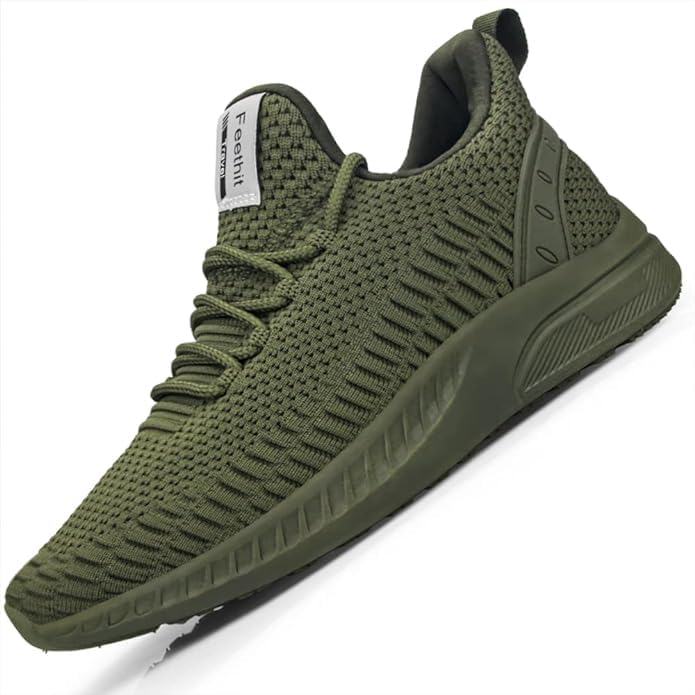 Feethit Sneaker Herren Laufschuhe für Gehen,Joggen,Laufen,Sport Armeegrün 44