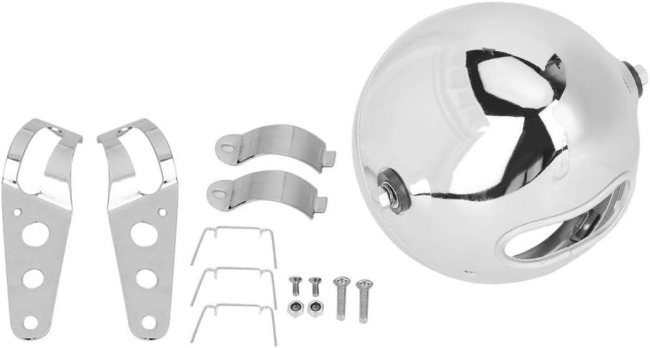 Qiilu Mounting Iron Wire,5.75in Headlight Housing Aluminum Alloy LED Headlamp Shell Cover Motorcycle Modification Accessory