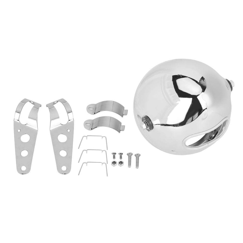 Qiilu Mounting Iron Wire,5.75in Headlight Housing Aluminum Alloy LED Headlamp Shell Cover Motorcycle Modification Accessory