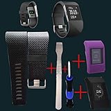 Budesi Silicone Accessory as Replacement Strap Band and Band cover for Fitbit Surge Watch Fitness Tracker WatchBand Black-Large