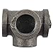 Gimiton 4 Pack 4 Way Pipe Fitting Malleable Iron DN20 3/4 Black Malleable Cast Iron Pipe Tee Fitting Industrial Steel Side Outlet Elbow 4-Way Fitting (DN20 3/4)