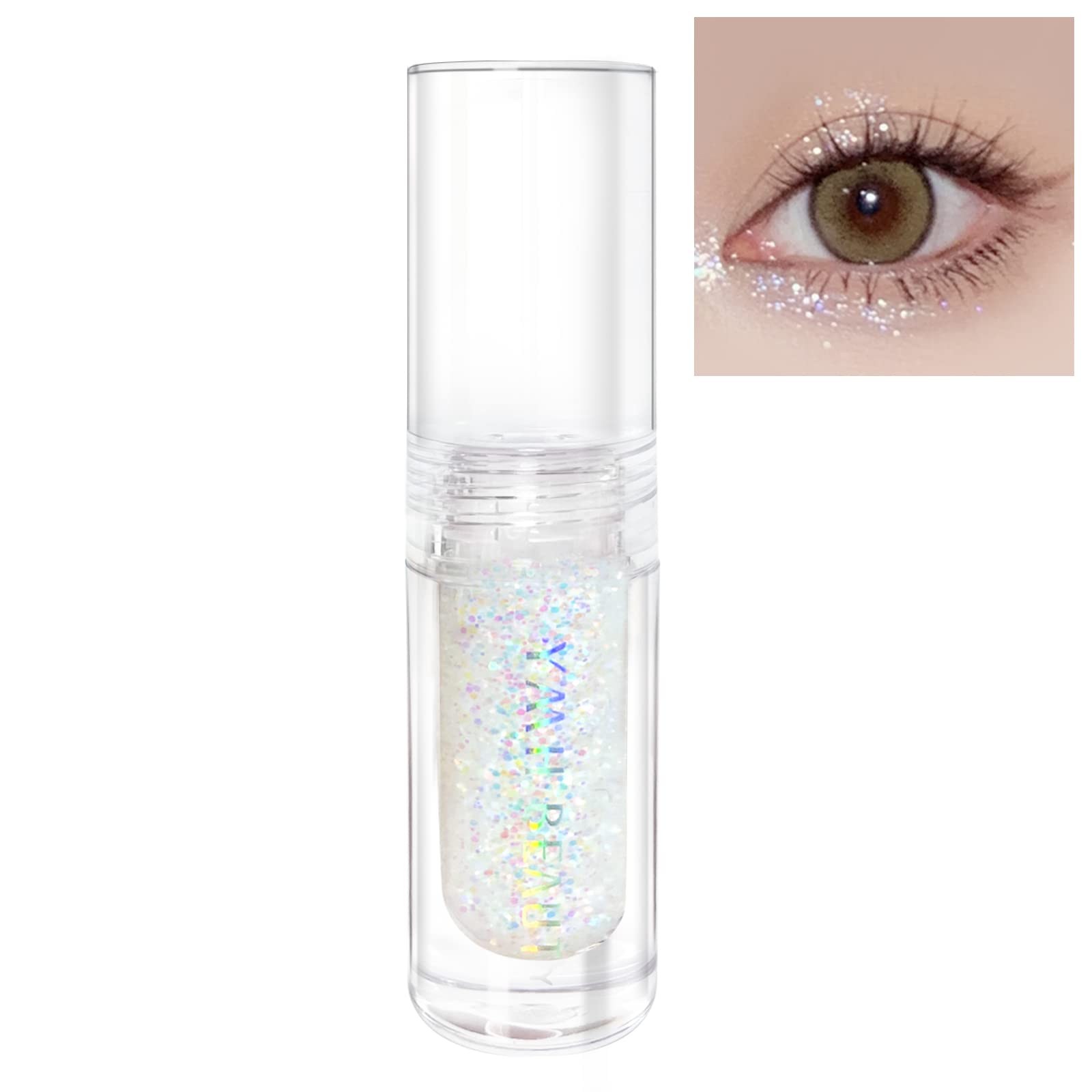 Photo 1 of YMH BEAUTE Liquid Glitter Eyeshadow, Pigmented, Long Lasting, Quick Drying, Easy to Apply, Loose Glitter Glue for Eye Crystals Makeup (Transparent Flashing Colorful Sequins 01)
