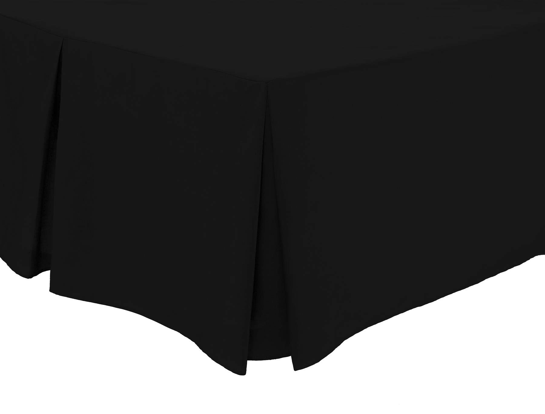 Olivia Rocco Pleated Base Valance Sheet Easy Care Polycotton Base Valances, Double Black