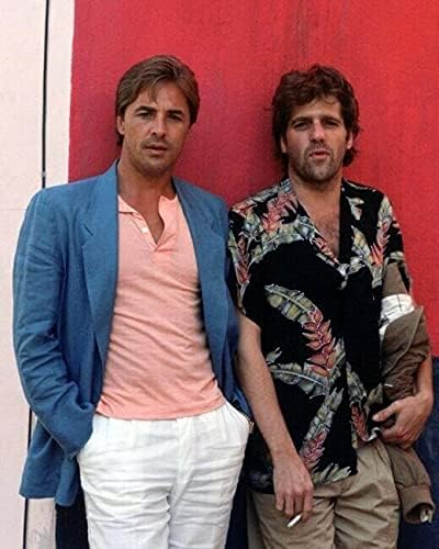 Photographs - Miami Vice TV series Don Johnson stands with unidentified man 8x10 inch photo