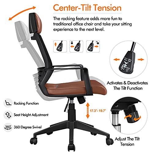 Yaheetech Executive Office Chair, Ergonomic High Back Leather/Mesh Desk
