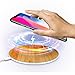 Wireless Charging Pad, Qi Phone Charger, Compatible With iPhone X, 8 Samsung Galaxy Smartphones, Fast Cordless Charging Pad, Bamboo Wooden Slim Flat Disk, Anti-Slip Wood Design, Sleep Friendly Light