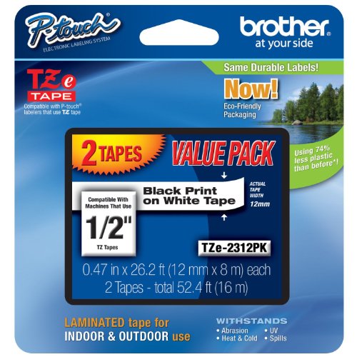 Brother P-Touch Tz231K Label Tape, Black On White (BRTTZ2312PK) Category: Label Maker Tapes and Ribbons