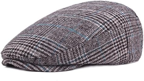 ZLSLZ Mens Woolen Plaid Flat IVY newsboy Cabbie Gatsby Paperboy Hats Caps For Men Grey
