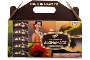 Dark Chocolate Covered Macadamia Nuts by Hawaiian Host, 5 Box Tote - 5 ounces