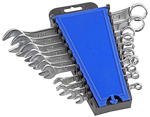 Duratool 11pc Metric Combination Spanner Set (6mm–19mm) – Chrome Vanadium Steel with Storage Rack - D02321