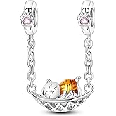 Parmuz Charms for Bracelet Necklace 925 Sterling Silver Beads Love Pet Butterfly Star Moon Dangle Pendant Jewelry Charm for Women