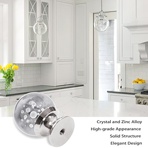 IFOLAINA 10 Pcs Crystal Cabinet Knobs Round Glass Kitchen Cupboard Drawer Dresser Bookcase Pull Handle with 3 Size Screws