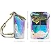 Zicac Clear Bag Transparent Hologram Holographic Envelope Backpack Silver Metallic (Green)
