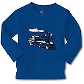 Kids Long Sleeve T Shirt Vintage Trains Cotton Boy & Girl Clothes Funny Graphic Tee Royal Blue Design Only 5 6T