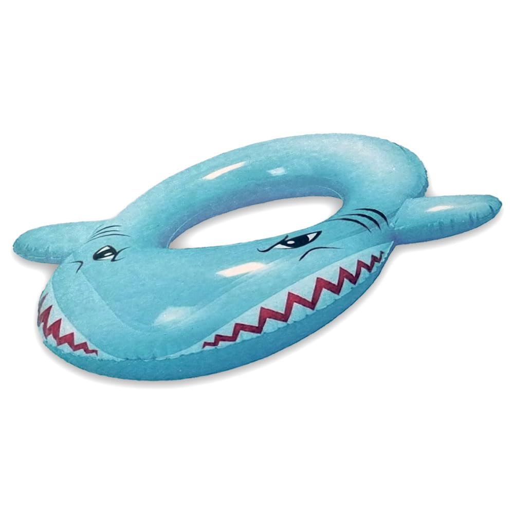 Kids Inflatable Shark Swim Ring – 29" x 33" Pool Float for Ages 6+ – Durable PVC Water Ring with Easy Inflate Valve – Max Weight 50kg – Fun Summer Pool Toy
