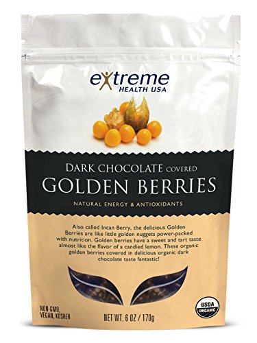 Extreme Health Usa Organic Golden Berries Covered with Dark Chocolate, 6-Ounce