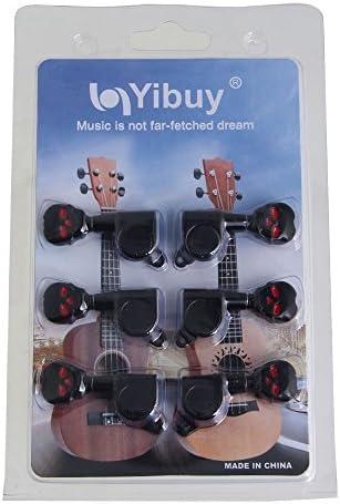 Yibuy Black 3L3R Skull Tuning Pegs for Sealed Electric Acoustic Guitar Set of 6