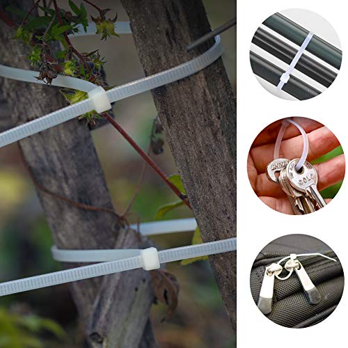 Cable Zip Ties Heavy Duty 12 inch 100 PCS White, VIWIEU Reusable Weather Resistant Nylon Wires Ties Indoor Outdoor, Self-locking Multi-Purpose Plastic Cable Management Wraps for Home Office Farm - Thumbnail 4