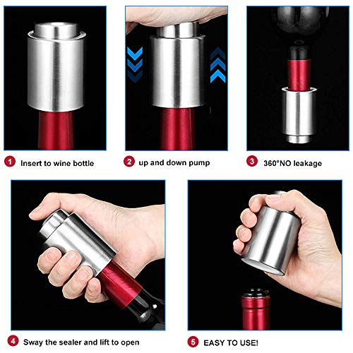 Vacuum Wine Stoppers, with Time Scale Record Wine Stoppers,Reusable Beverage Bottle Sealer and Inner Rubber Keep Fresh,Best Gifts for Wine Lovers