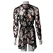 Franterd, Women Tops Casual Floral Cardigan Shawl Gauze Kimono Coat (Black, Free Size)