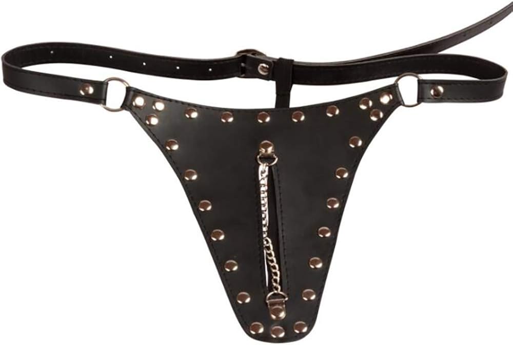 Women's MultiStud Leather Panties Adjustable Thong Black Amazon.co