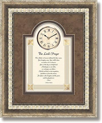 Large Framed Wall Clock with Christian Sentiments, The Lord's Prayer, 18 Inch