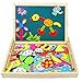 jerryvon Wooden Puzzle Montessori Toys Magnetic Drawing Board Double Side Multifunctional Jigsaw Toys Early Education for Kids Boys Girls Over 3 Years Old