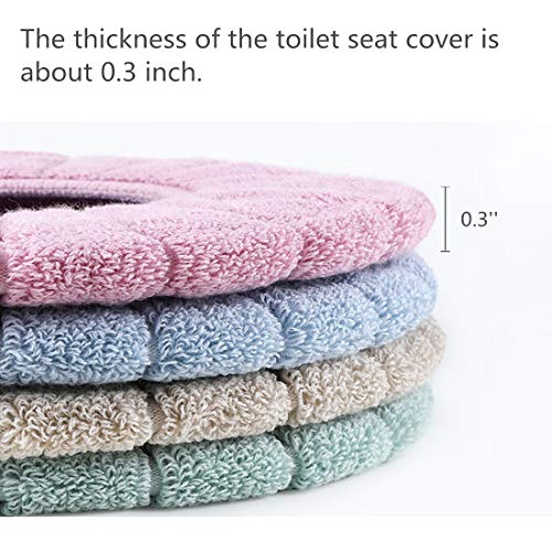 Cushioned Toilet Seat Cover Pads Bathroom Soft Fibers Thicker Warmer Stretchable Washable Lid Covers 2Pcs (Blue) - Thumbnail 5