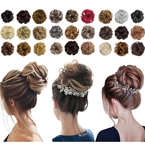 Messy Bun Hair Piece Thick Updo Scrunchies Hair Extensions Ponytail Hair Accessories Light Brown&Ash Blonde