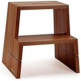 NATUREHOME Stabiler Walnuss Massiv-Holz Tritthocker I zweistufen Tritt