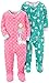 Carter's Baby Girls' 2-Pack Cotton Footed Pajamas, Bunny/Princess, 12 Months