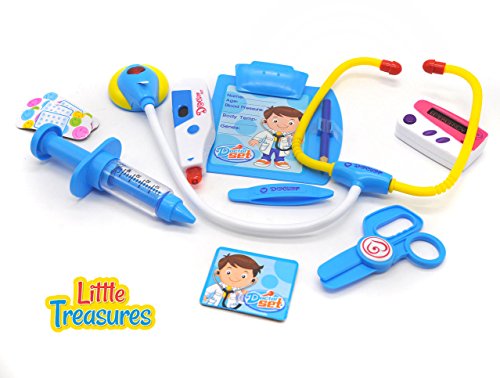 Doctor Set - a medical toy set for kids who are 3 plus, play parts include; electronic stethoscope, thermometer and pager, bandages, syringe, scissors and tweezers and medical writing board with ID