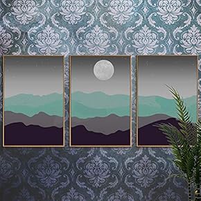 3 Piece Framed Canvas Wall Art for Living Room, Bedroom Mountain Landscape Illustration III Canvas Prints for Home Decoration Ready to Hang - 16"x24"x3 Panels
