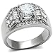Men's 316L Stainless Steel Round Cubic Zirconia Wedding Band Ring