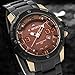 Tonnier Men's Stainless Steel Calendar Watch, Unique Rose Gold Case&Brown Dial