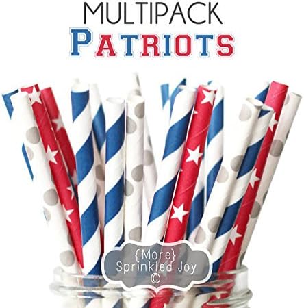 Designer Durable Disposable Drinking Paper Straws (25) Patriots