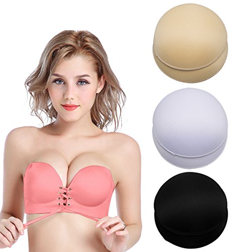 TopBine 3 Pairs Round Removable Bra Pads Inserts For Sport Bra (C/D CUPS)