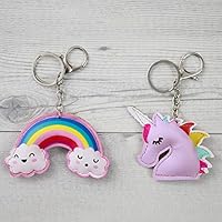 Hugo & Emmy Unicorn Rainbow Keychains and Keyrings, 8 Pack - Bulk Unicorn Party Favors, Supplies, Prizes, Accessories for Girls and Kids Birthday Parties - Includes 4 Unicorns & 4 Rainbows