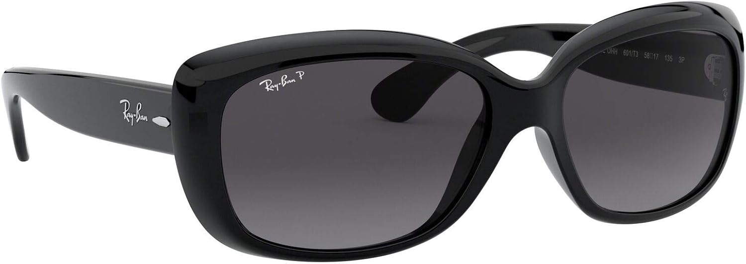 Ray-Ban Women's RB4101 Jackie Ohh Rectangular Sunglasses, Black/Polarized Grey Gradient, 58 mm: Shoes