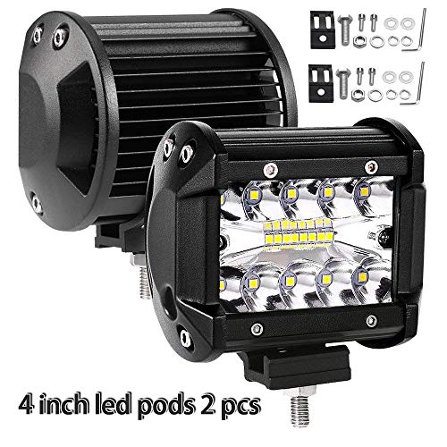 Led Pod, Viesyled 2PCS 4 Inch 120W 12800lm Spot & Flood Combo Driving Fog Off Light Waterproof Led Work Light Triple Rows Off-road Truck Car ATV UTV SUV Jeep Cabin Boat, 2 Years Warranty