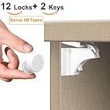 Baby Proofing Magnetic Cabinet Locks | Child Safety Drawer Locks (12 Locks + 2 Keys) | No Tools or Drilling Required for Multi-Purpose
