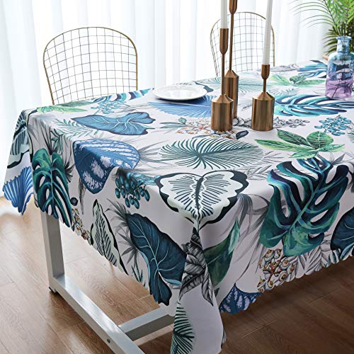iLiveX Tablecloth - Original Design Art Printing Table Cloth - Machine Washable Spillproof Rectangle Table Cover - Indoor Outdoor Party Picnic Patio Spring Summer Decoration - 60"x102" (Blue Tropical)
