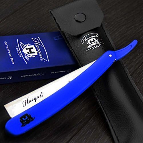 Haryali London Mens Traditional Folding Barber Shaving Razor/Professional Straight Cut Throat Razor in Blue Handle available in Designer Box + Leather Pouch - Image 4